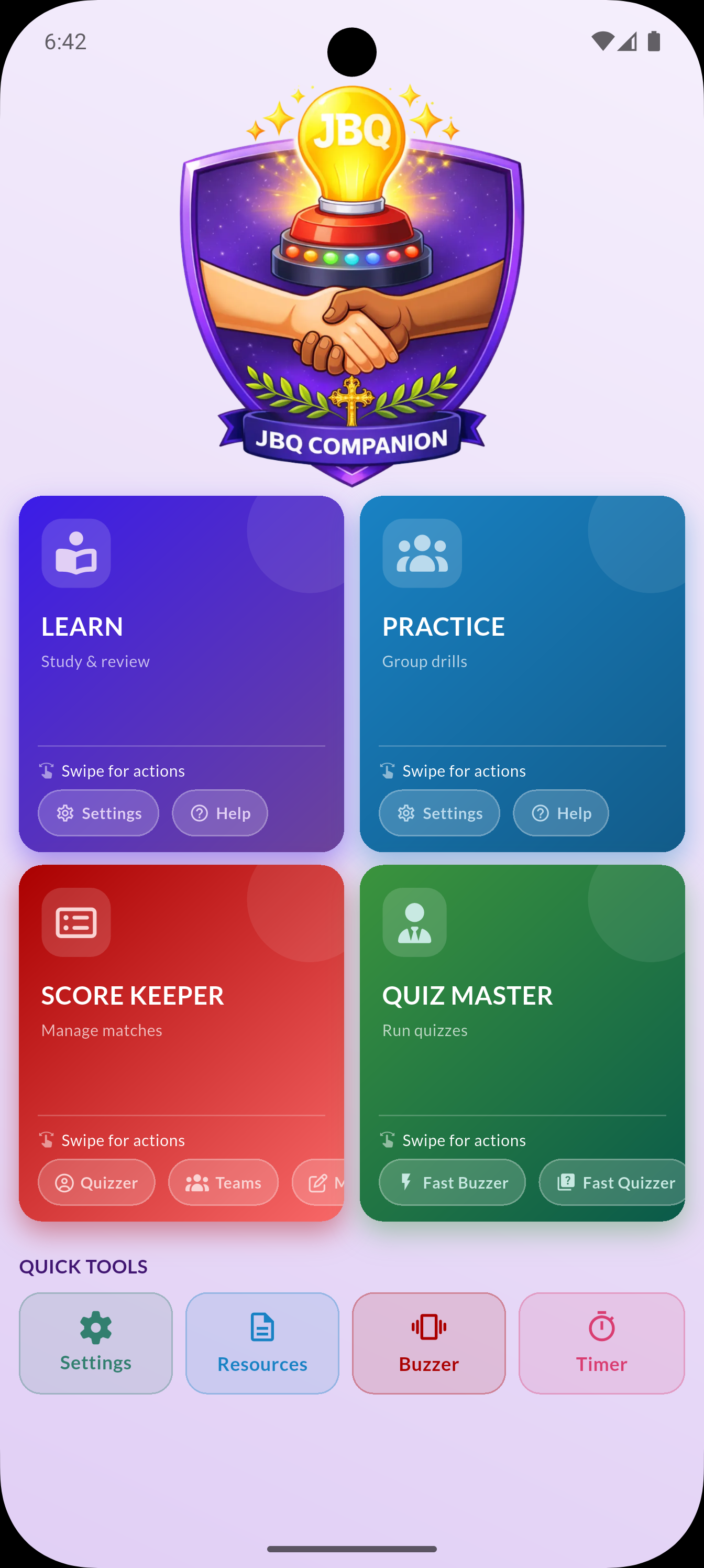 JBQ Companion Junior Bible Quiz practice app screenshot